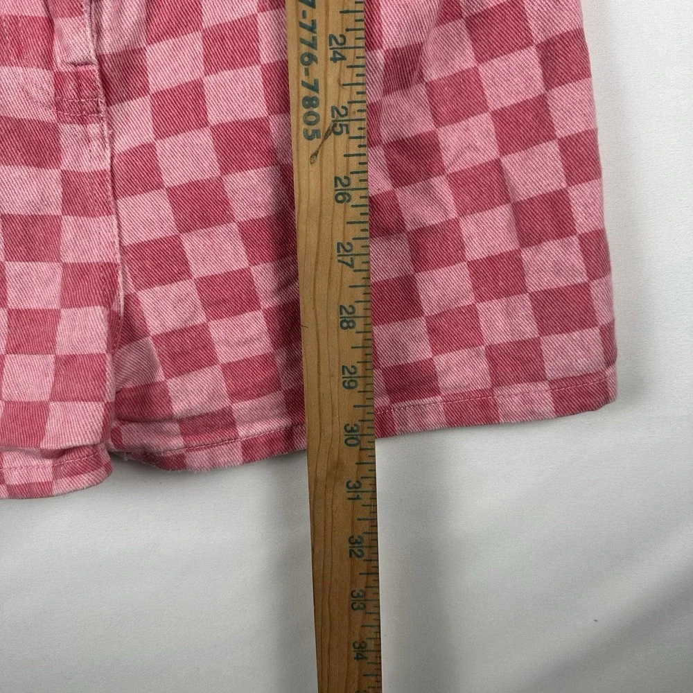 Entro Pink Checkered Romper Size S Button Front Collared Elastic Waist Y2K Retro - Picture 6 of 7